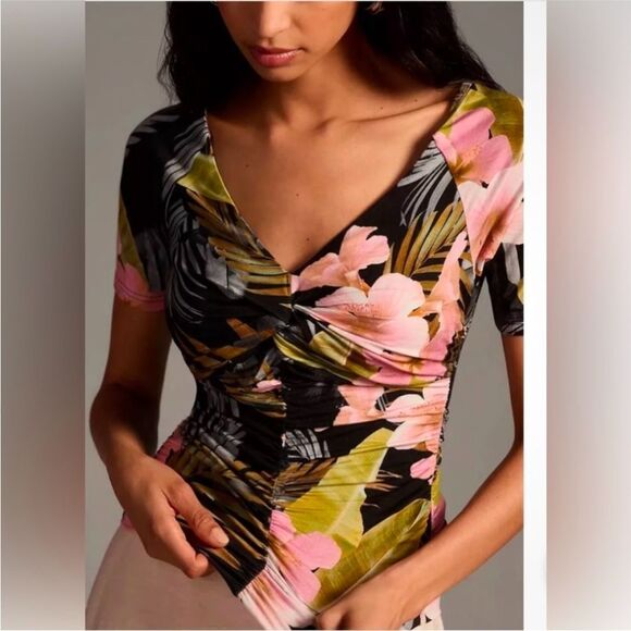 Favorite Daughter NWT The Bad Decisions Ruched Top in Hawaiian Clay Size Large - Picture 3 of 10